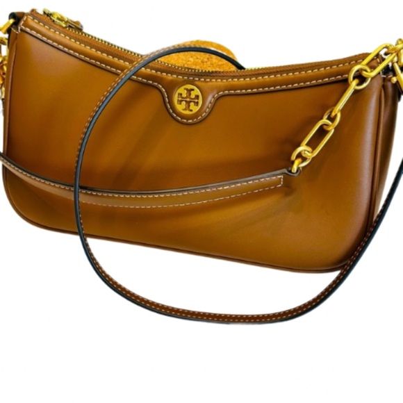 Tory Burch T Monogram Leather Studio Bag in Moose Brown - Picture 5 of 16